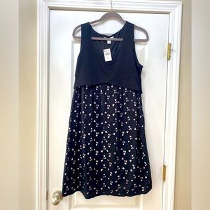 Nwt Motherhood Maternity Black And Pink Eyelet Dress Size Large